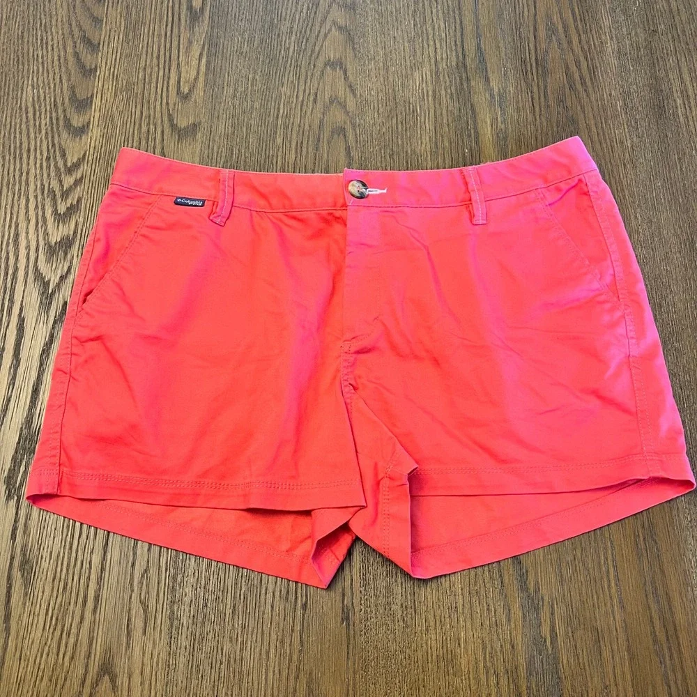Columbia PFG Shorts Coral Cotton Blend Stretch Outdoorsy Preppy Sporty Size 14